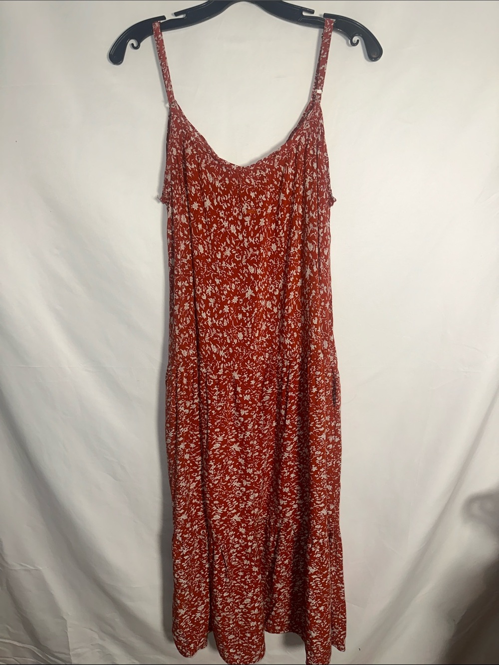 NATURAL LIFE Rust Floral Spaghetti-Strap Maxi Dress with pockets - Picture 6 of 7